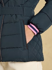 Aspen Navy Showerproof Padded Coat with Faux Fur Hood - Image 6 of 11