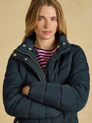 Aspen Navy Showerproof Padded Coat with Faux Fur Hood - Image 7 of 11
