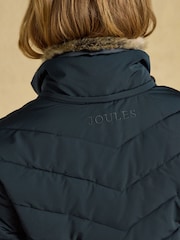 Aspen Navy Showerproof Padded Coat with Faux Fur Hood - Image 9 of 11