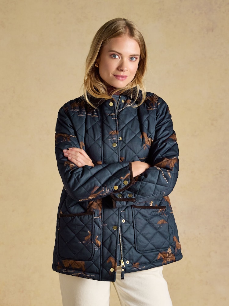Highgrove Navy Diamond Quilted Jacket - Image 1 of 10 Highgrove Navy Diamond Quilted Jacket - Image 1 of 10