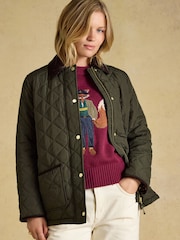 Khaki Zeleno - Highgrove Diamond Quilted Jacket - Slika 9 od 12