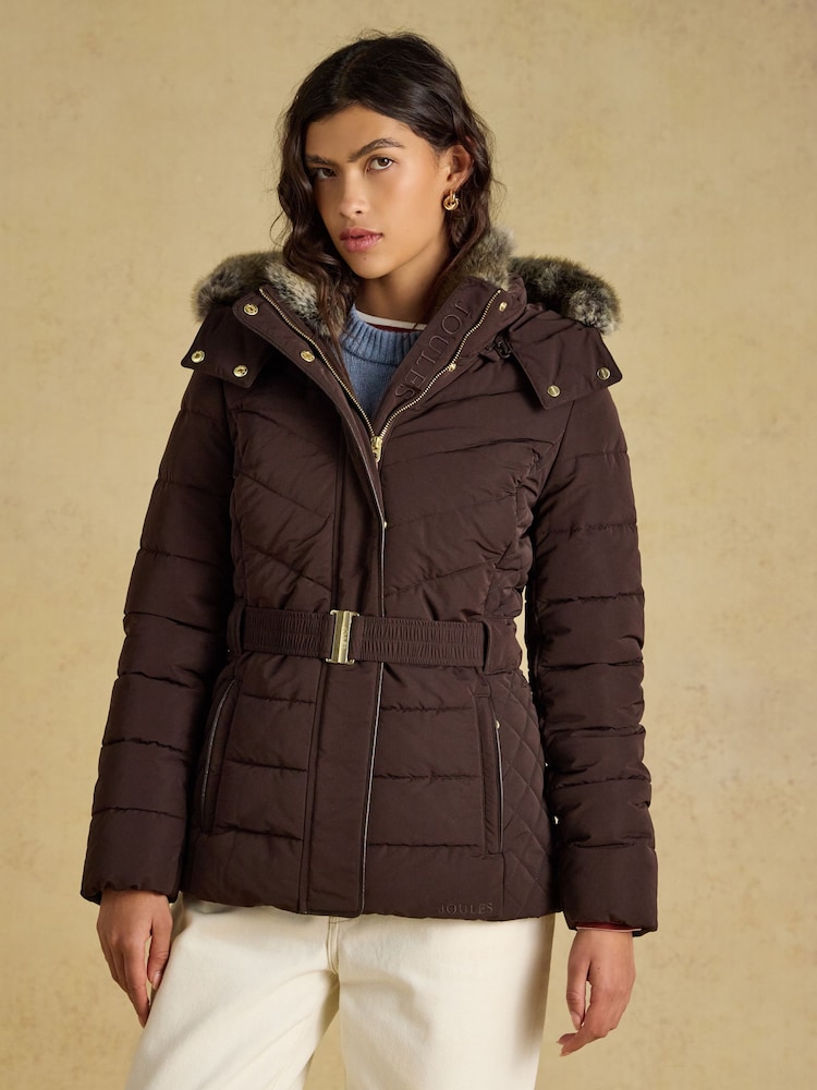 Chocolate Brown - Aspen Showerproof Padded Coat with Faux Fur Hood - Larawan 1 ng 13 Chocolate Brown - Aspen Showerproof Padded Coat with Faux Fur Hood - Larawan 1 ng 13
