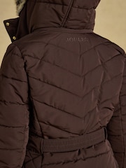 Chocolate Brown - Aspen Showerproof Padded Coat with Faux Fur Hood - Larawan 10 ng 13