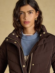 Chocolate Brown - Aspen Showerproof Padded Coat with Faux Fur Hood - Larawan 12 ng 13
