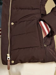 Chocolate Brown - Aspen Showerproof Padded Coat with Faux Fur Hood - Larawan 5 ng 13