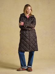 Chessington Showerproof Longline Diamond Quilted Coat with Hood - 10суретінің 1 суреті