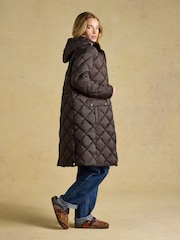 Chessington Showerproof Longline Diamond Quilted Coat with Hood - 10суретінің 6 суреті