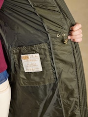 Joules Chessington Green Showerproof Longline Diamond Quilted Coat with Hood - Image 9 of 11