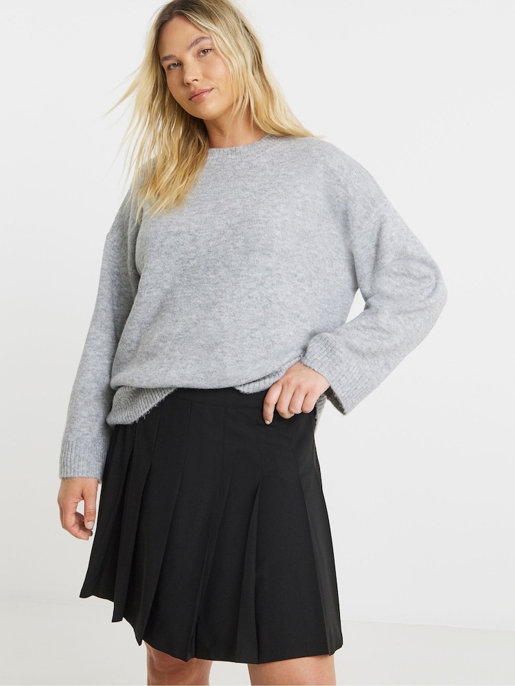 Simply Be Black Black Pleated Mini Skirt - Image 1 of 4 Simply Be Black Black Pleated Mini Skirt - Image 1 of 4