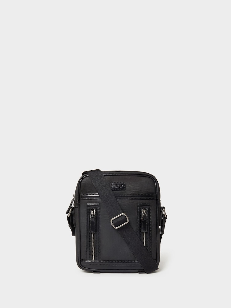 Osprey London The Frontline Waxed Canvas & Leather Black Messenger Bag - Image 1 of 5 Osprey London The Frontline Waxed Canvas & Leather Black Messenger Bag - Image 1 of 5