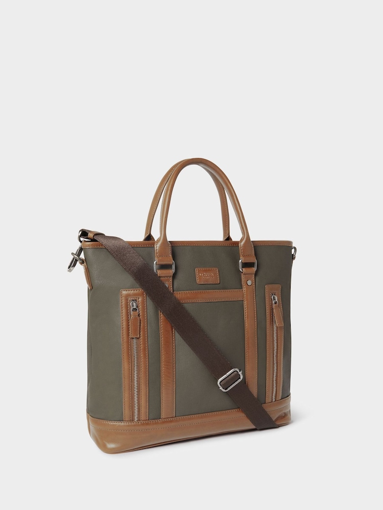 Osprey London Green The Frontline Large Waxed Canvas & Leather Workbag - Image 2 of 6 Osprey London Green The Frontline Large Waxed Canvas & Leather Workbag - Image 2 of 6