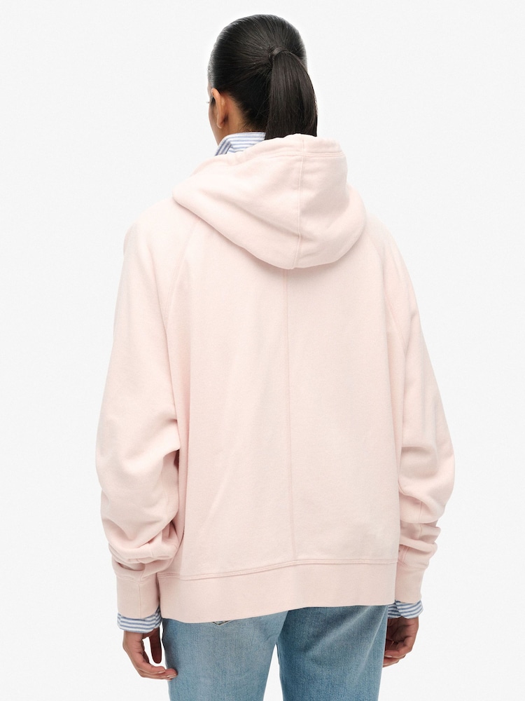 Superdry Pink Studios Relaxed Zip Hoodie - Image 2 of 7 Superdry Pink Studios Relaxed Zip Hoodie - Image 2 of 7