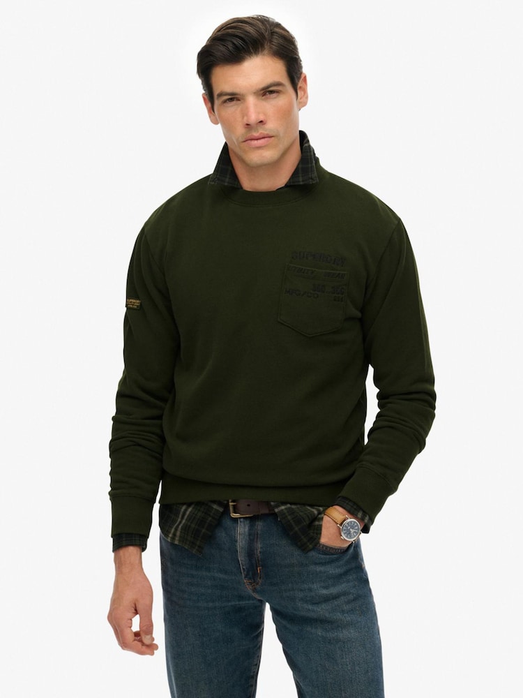 Superdry Green Utility Loose Sweat Top - Image 1 of 7 Superdry Green Utility Loose Sweat Top - Image 1 of 7
