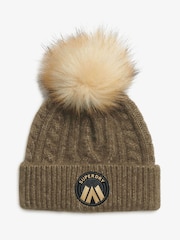 Superdry Green Cable Luxe Knit Beanie Hat - Image 1 of 3