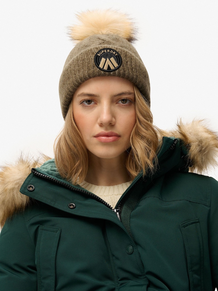 Superdry Green Cable Luxe Knit Beanie Hat - Image 3 of 3 Superdry Green Cable Luxe Knit Beanie Hat - Image 3 of 3