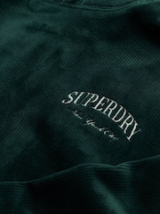 Superdry Green Country Club Velour Relaxed Hoodie - Image 7 of 7