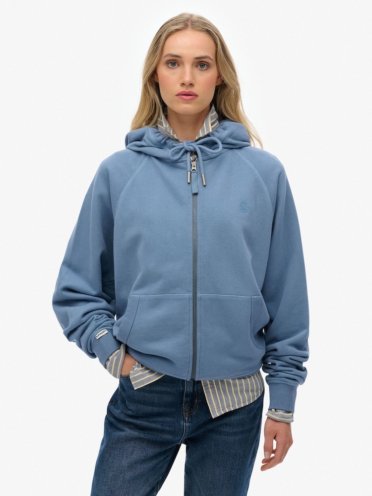 Superdry Blue Studios Relaxed Zip Hoodie - Image 1 of 7 Superdry Blue Studios Relaxed Zip Hoodie - Image 1 of 7