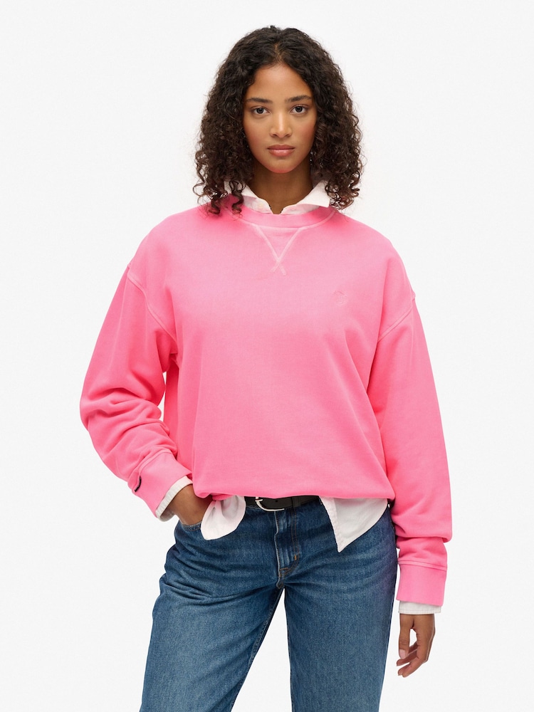 Superdry Pink Studios Crew Sweat top - Image 1 of 7 Superdry Pink Studios Crew Sweat top - Image 1 of 7