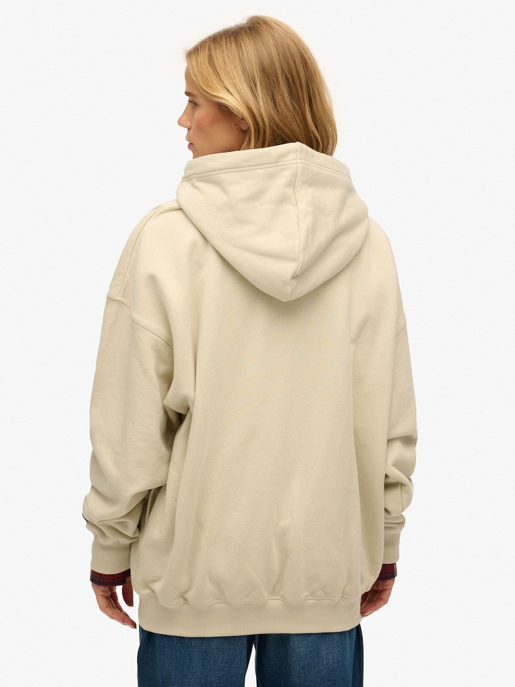 Superdry Nude Tokyo Narrative Oversized Hoodie - Image 2 of 7 Superdry Nude Tokyo Narrative Oversized Hoodie - Image 2 of 7