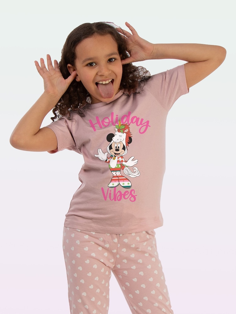 Brands In Pink Disney Minnie Mouse Holiday Vibes Christmas Pyjamas - Image 1 of 4 Brands In Pink Disney Minnie Mouse Holiday Vibes Christmas Pyjamas - Image 1 of 4