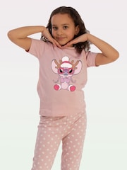 Brands In Pink Disney Lilo & Stitch Angel Christmas Look Pyjamas - Image 1 of 4