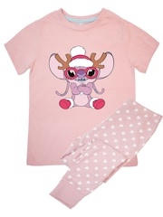 Brands In Pink Disney Lilo & Stitch Angel Christmas Look Pyjamas - Image 3 of 4