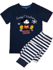 Brands In Blue Disney Mickey Mouse Merry Christmas Pyjamas - Image 3 of 4