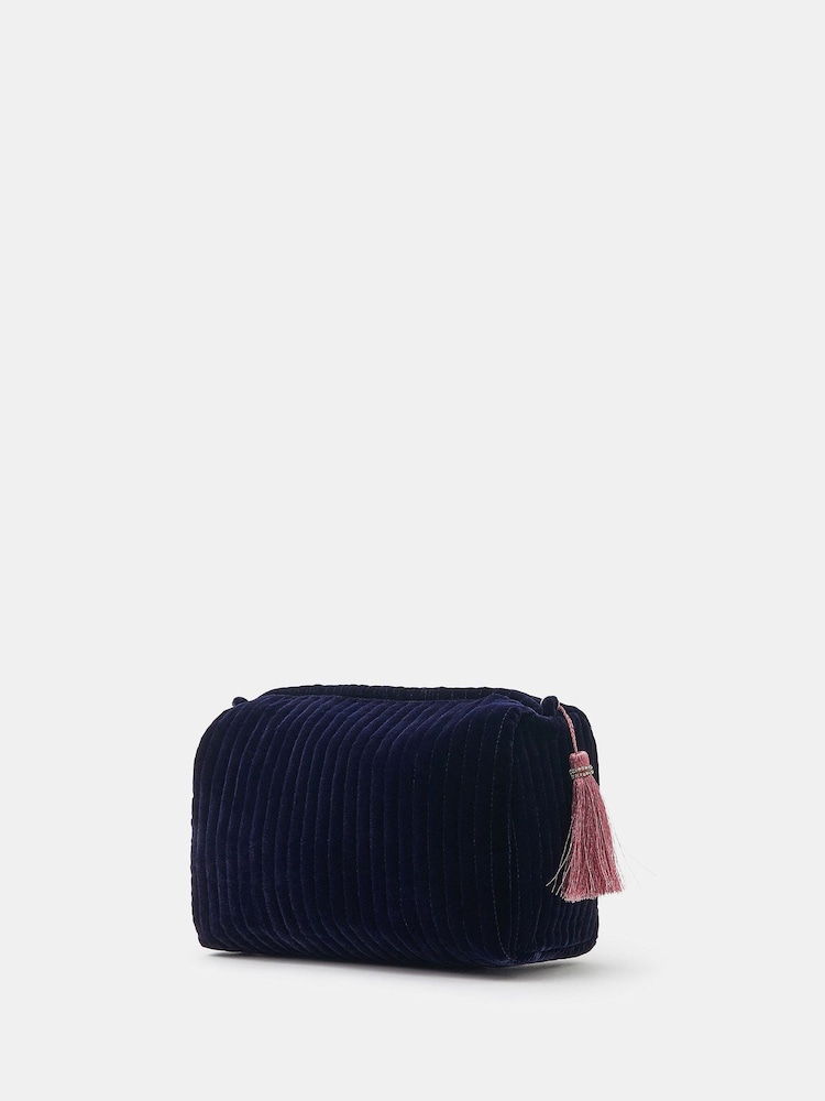 Accessorize Blue Large Embellished Initial Make Up Bag - Image 2 of 5 Accessorize Blue Large Embellished Initial Make Up Bag - Image 2 of 5