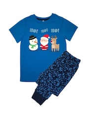 Brands In Blue Christmas Ho Ho Ho Pyjamas - Image 3 of 4