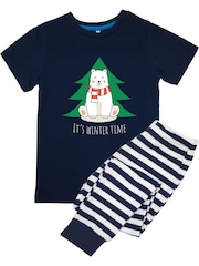 Brands In Blue Christmas Winter Time Bear Pyjamas - Image 3 of 4