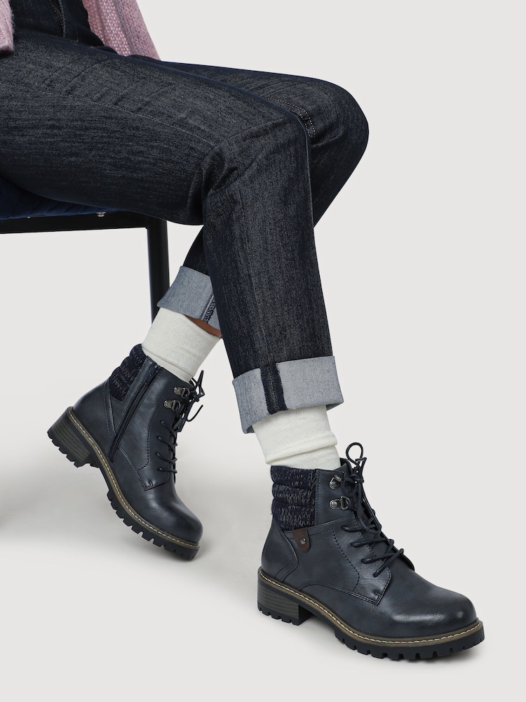 Pavers Blue Wide Fit Grippy Ankle Boots - Image 1 of 5 Pavers Blue Wide Fit Grippy Ankle Boots - Image 1 of 5