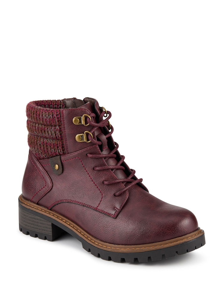 Pavers Red Wide Fit Grippy Ankle Boots - Image 2 of 5 Pavers Red Wide Fit Grippy Ankle Boots - Image 2 of 5
