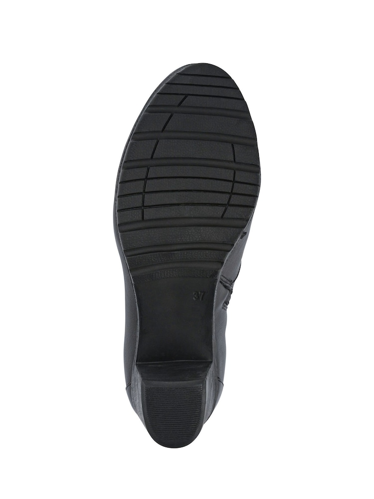 Pavers Black Leather Block Heeled Lace-Up Boots - Image 5 of 5 Pavers Black Leather Block Heeled Lace-Up Boots - Image 5 of 5
