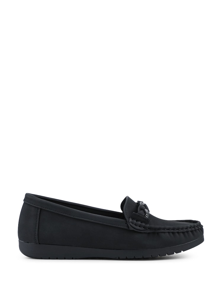 Pavers Black Cushioned Insole Moccasins - Image 1 of 5 Pavers Black Cushioned Insole Moccasins - Image 1 of 5