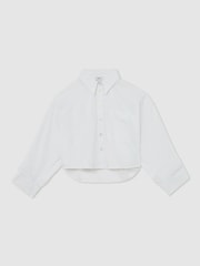Reiss White Solenge Cotton Cropped Long-Sleeve Shirts - Image 2 of 6