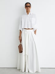 Reiss White Solenge Cotton Cropped Long-Sleeve Shirts - Image 3 of 6