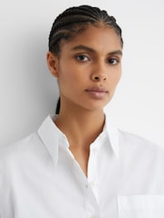 Reiss White Solenge Cotton Cropped Long-Sleeve Shirts - Image 4 of 6