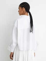 Reiss White Solenge Cotton Cropped Long-Sleeve Shirts - Image 5 of 6
