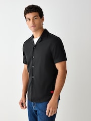 HUGO Black Ellino Camp Collar Shirt - Image 2 of 5