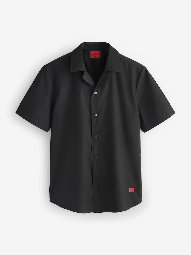 HUGO Black Ellino Camp Collar Shirt - Image 5 of 5