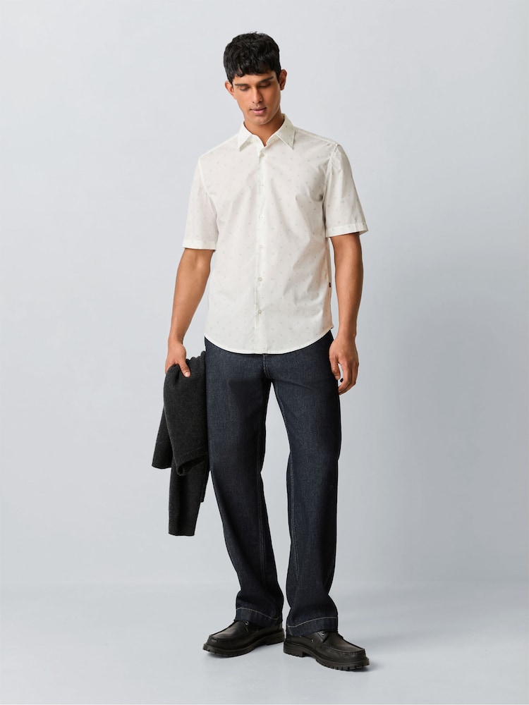 BOSS White Rash Regular Fit Logo Short Sleeve Shirt - Image 2 of 6