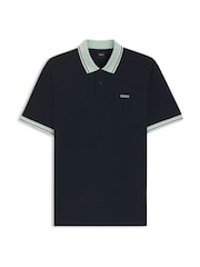 BOSS Blue Regular Fit Contrast Collar Logo Polo Shirt - Image 1 of 1