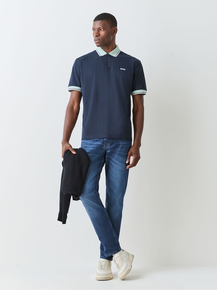 ブルー - BOSS レギュラーフィットコントラストカラーロゴポロシャツ - 画像 2 / 4