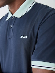 ブルー - BOSS レギュラーフィットコントラストカラーロゴポロシャツ - 画像 4 / 4