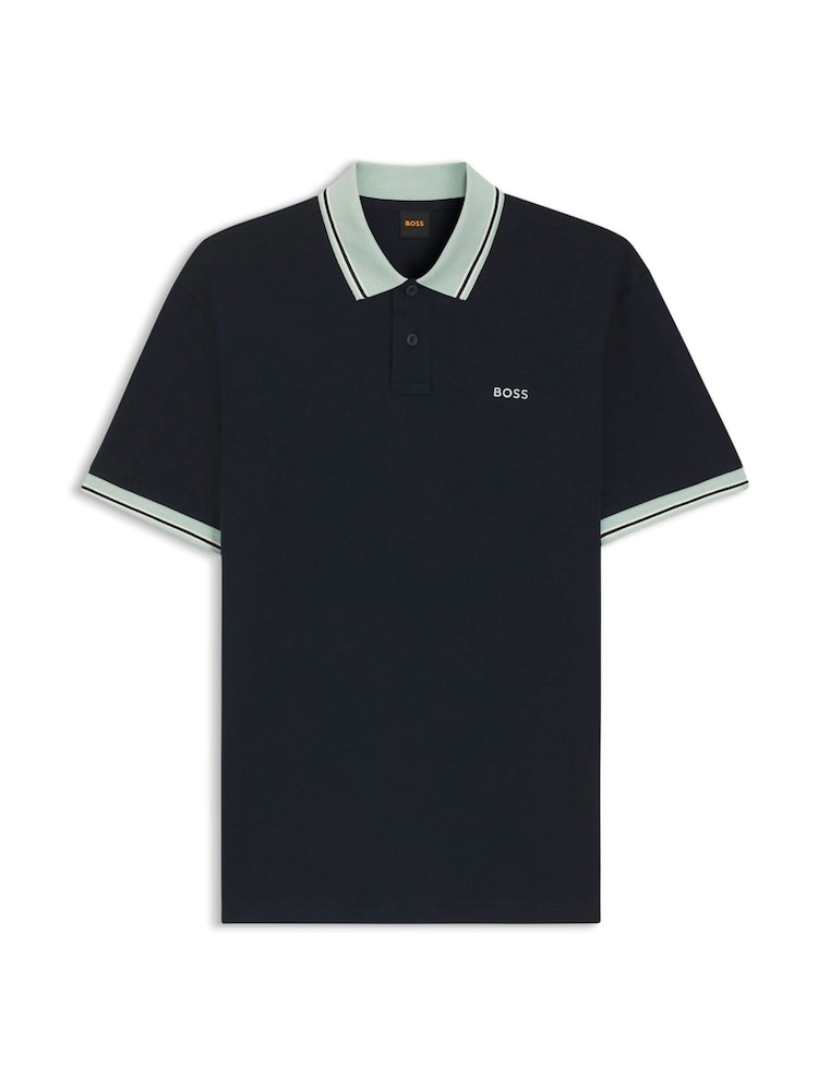 BOSS Blue Regular Fit Contrast Collar Logo Polo Shirt - Image 5 of 5 BOSS Blue Regular Fit Contrast Collar Logo Polo Shirt - Image 5 of 5