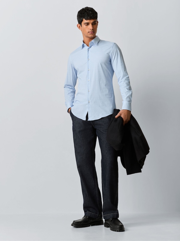 BOSS Blue Hank Stretch Shirt - Image 2 of 6