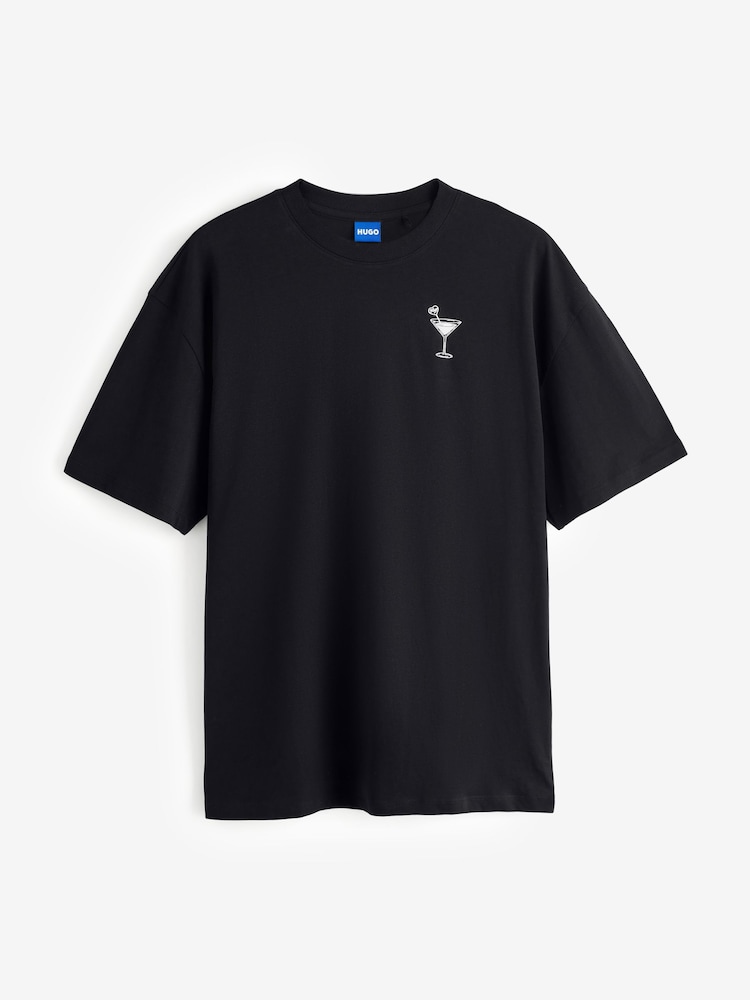 HUGO Black Oversize Back Graphic T-Shirt - Image 1 of 1