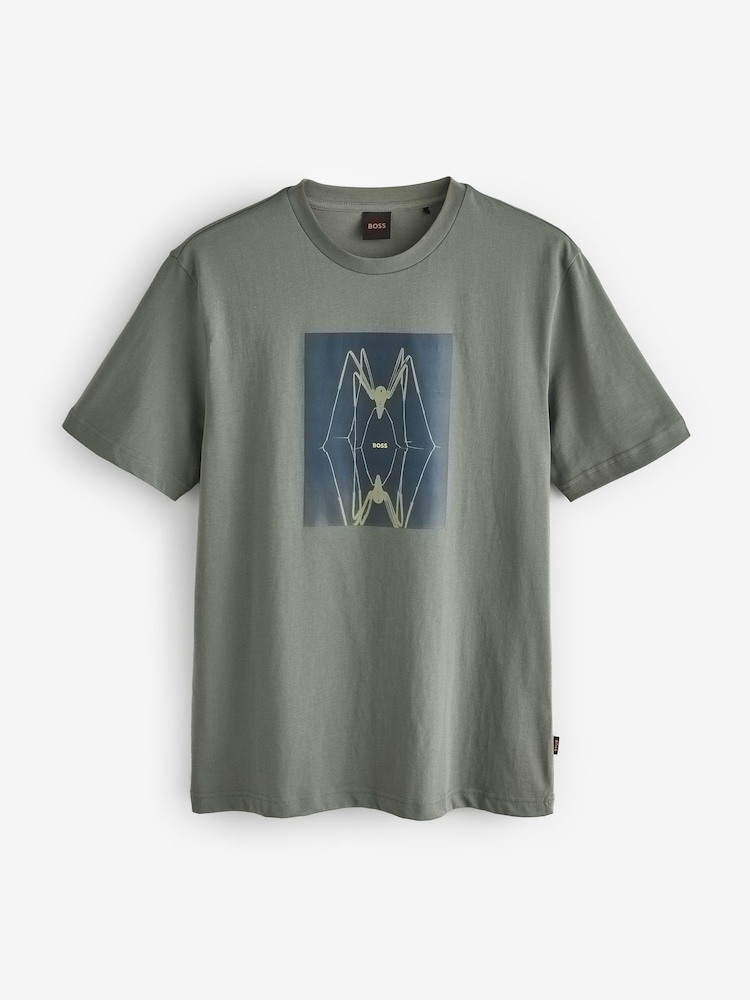 BOSS Grey Regular Fit Back Graphic T-Shirt - Image 6 of 6
