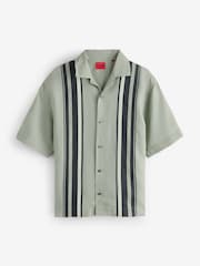 HUGO Espino Linen Blend Argyle Revere Collar Resort Shirt - Slika 1 iz 1