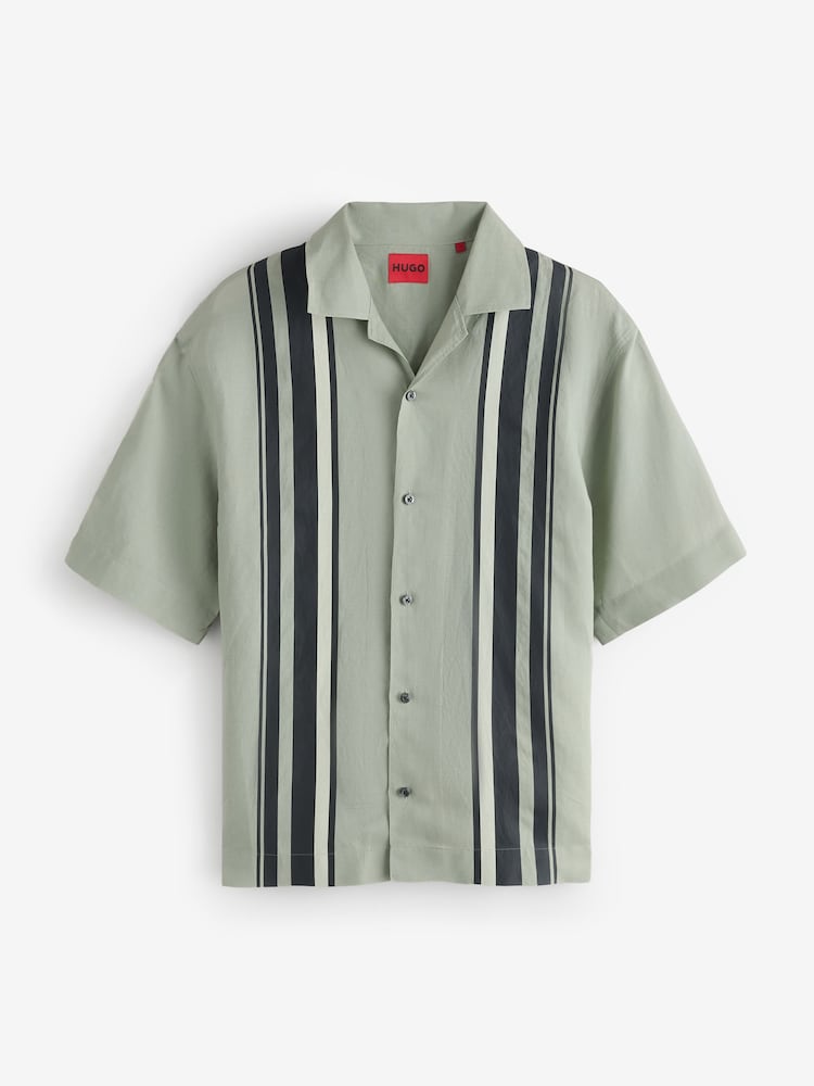 HUGO Espino Linen Blend Argyle Revere Collar Resort Shirt - Slika 1 iz 1